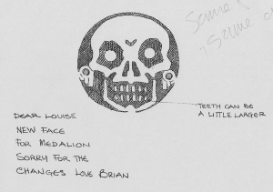 The second version with the skull still contained within the circle.